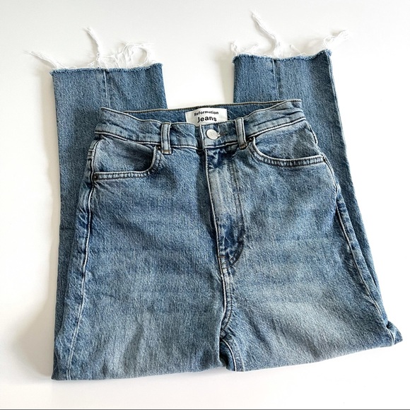 Reformation Seamed Jean High Rise Straight Leg Denim in Palermo Wash Size 23 - Picture 1 of 7